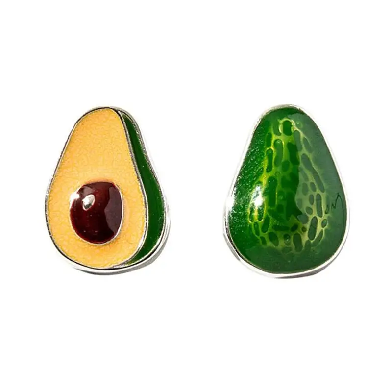 Avocado Fruit Earrings Green Gold Plated - Image 4