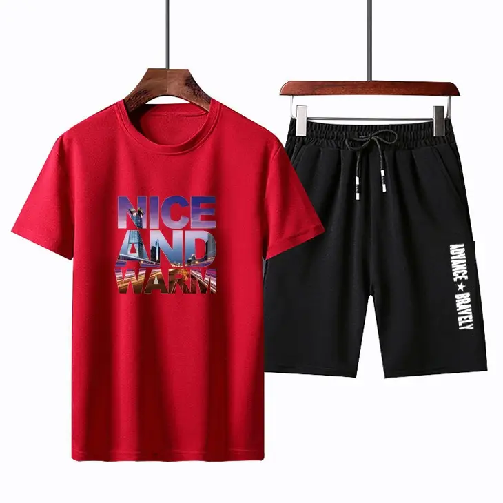 Men Black Graphic T-Shirt & Shorts Set Summer Casual - Image 8