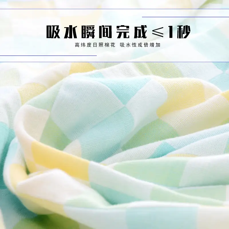Baby Bath Towel Cotton Gauze Blue Double Layer - Image 6