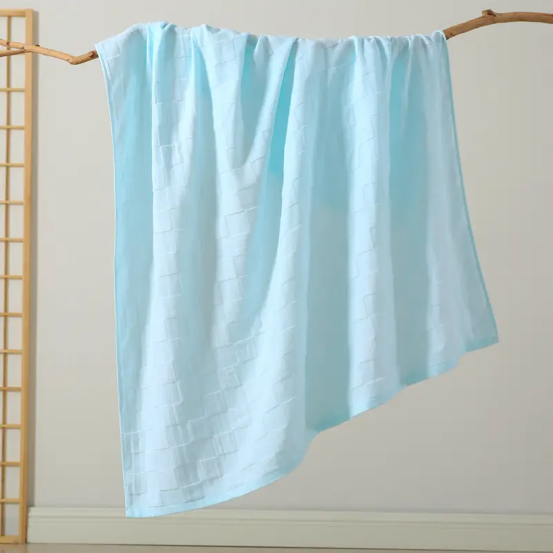 Baby Bath Towel Cotton Gauze Blue Double Layer - Image 8