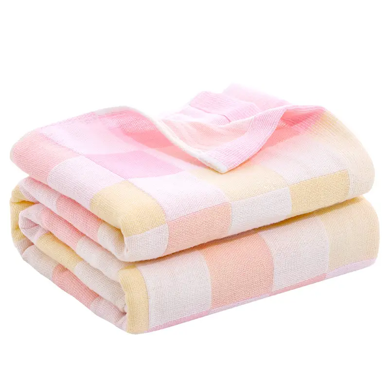Baby Bath Towel Cotton Gauze Blue Double Layer - Image 9