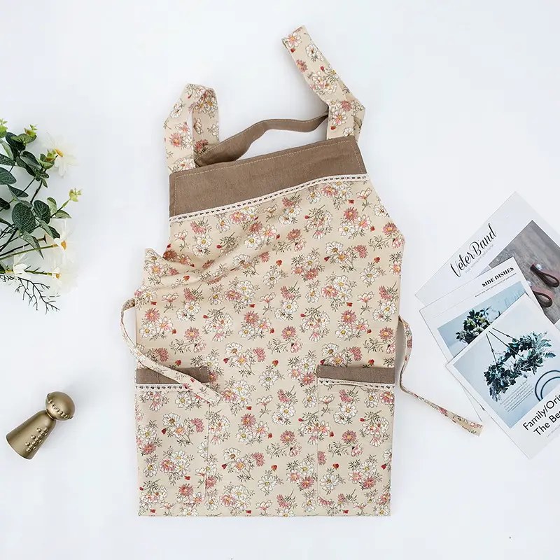 Japanese Floral Work Apron for Women Waterproof Oil-proof Kitchen - Image 7