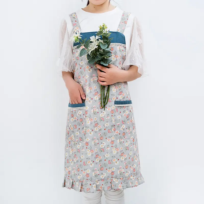 Japanese Floral Work Apron for Women Waterproof Oil-proof Kitchen - Image 8
