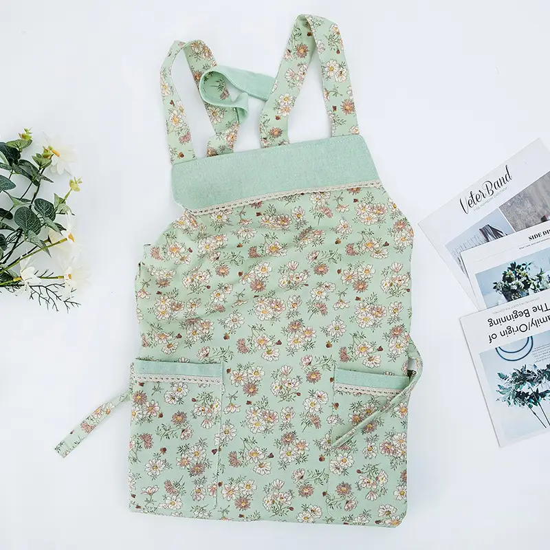 Japanese Floral Work Apron for Women Waterproof Oil-proof Kitchen - Image 2
