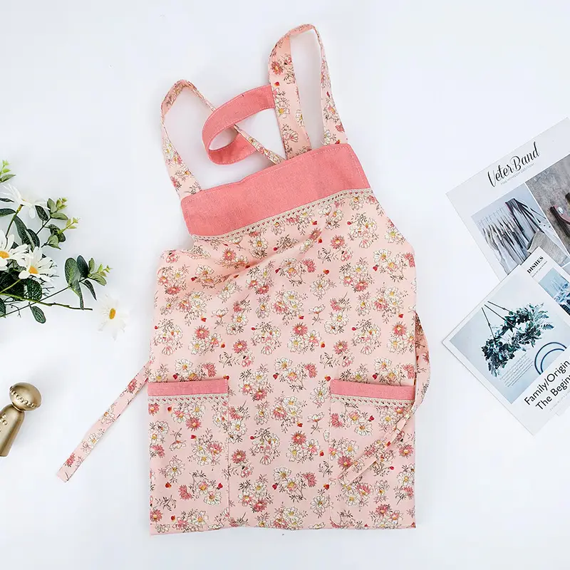 Japanese Floral Work Apron for Women Waterproof Oil-proof Kitchen - Image 4
