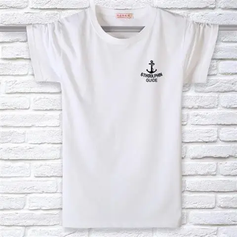 Men White Anchor Graphic T-Shirt Short Sleeve Summer - Image 7