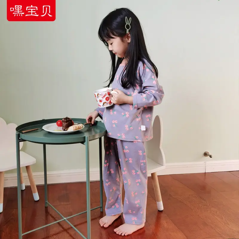 Pure Cotton Round Neck Loungewear for Girls Autumn - Image 2