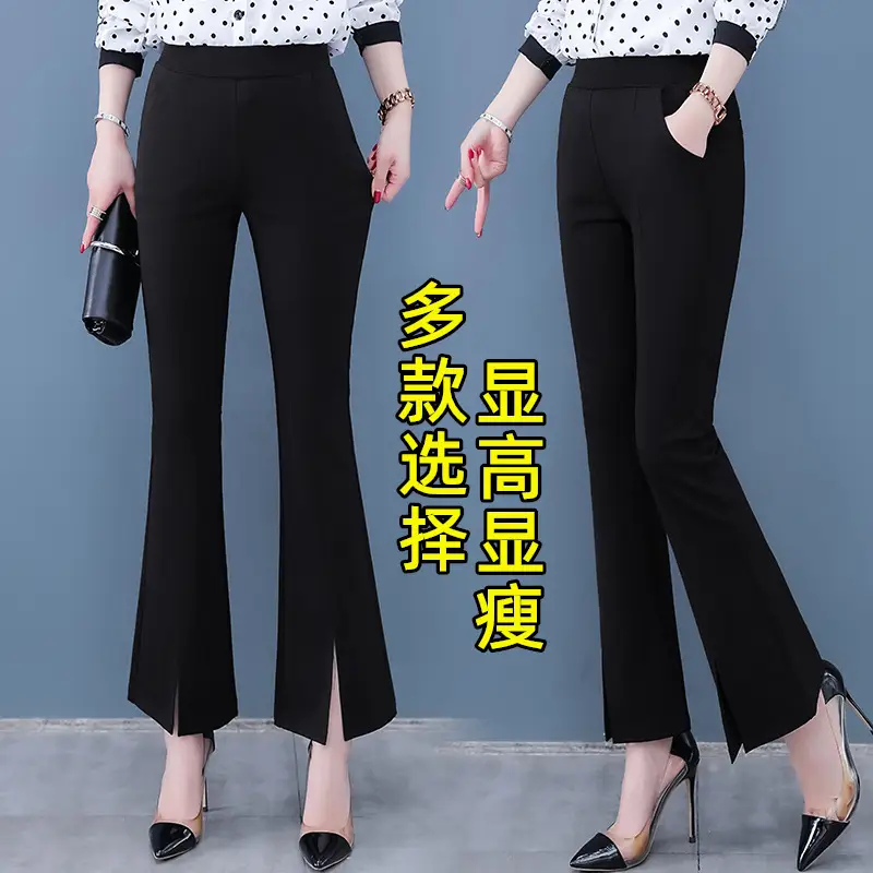 Women's Black Flared Slim Fit Cropped Pants - Image 4
