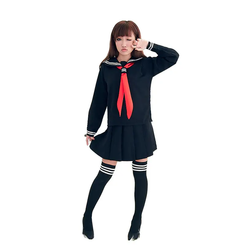 Women's Black Sailor Suit Long Sleeve College Uniform - Image 9