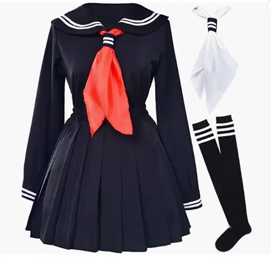 Women's Black Sailor Suit Long Sleeve College Uniform - Image 4