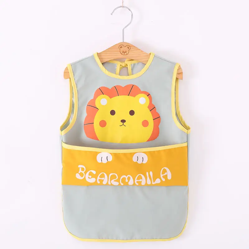 Waterproof Baby Apron for Boys Mid-Length Sleeveless - Image 2