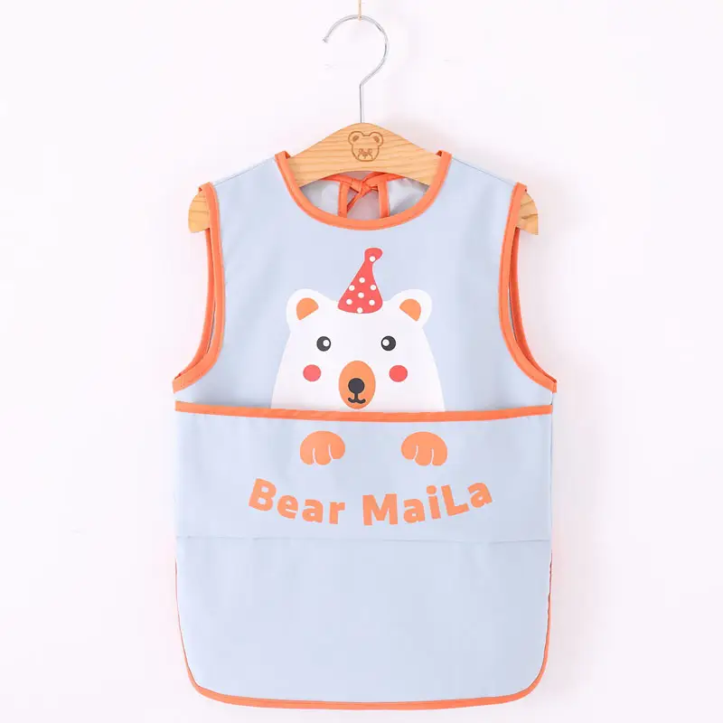Waterproof Baby Apron for Boys Mid-Length Sleeveless - Image 3