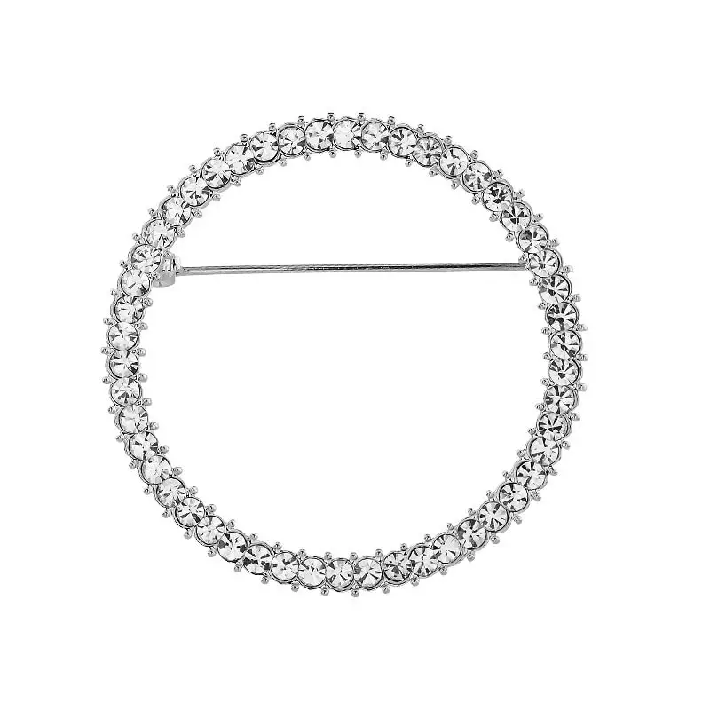 Crystal Cardigan Corsage Brooch for Women Vintage Circle Pin Buckle