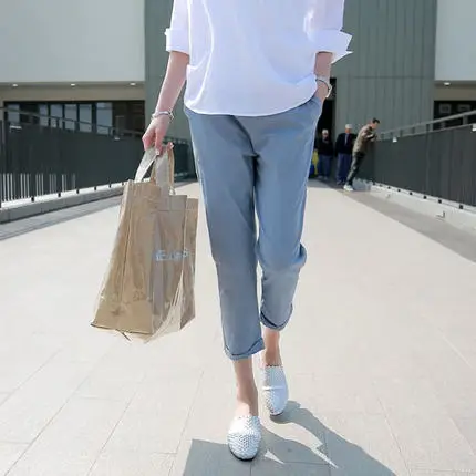 Pregnant Women's 2023 Summer Thin Pants Cotton Linen Wide Leg - Image 5
