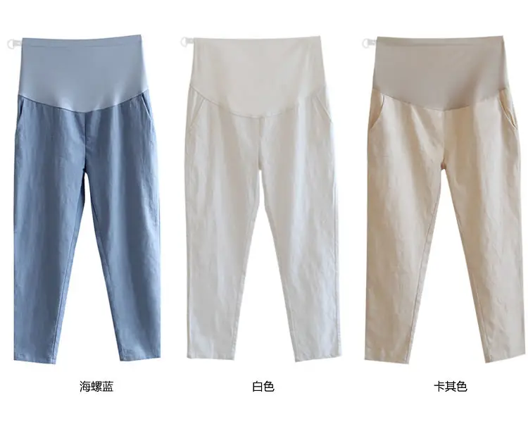 Pregnant Women's 2023 Summer Thin Pants Cotton Linen Wide Leg — feature 2