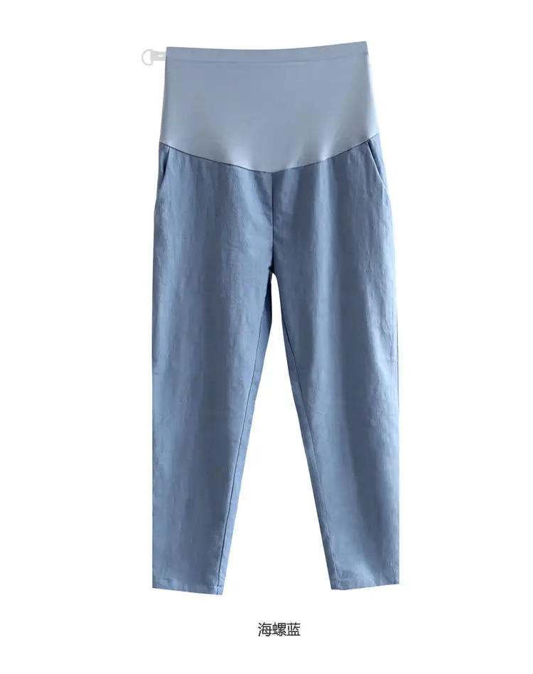 Pregnant Women's 2023 Summer Thin Pants Cotton Linen Wide Leg - Image 3