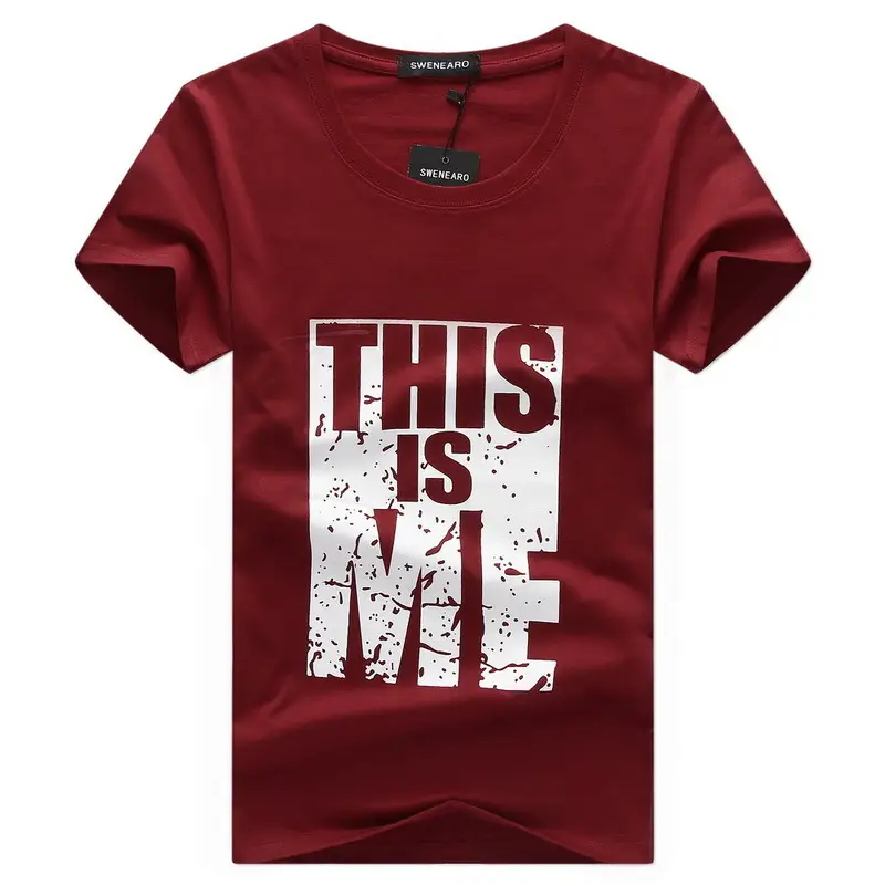 Men Maroon Graphic T-Shirt Slim Fit Short Sleeve - Image 7