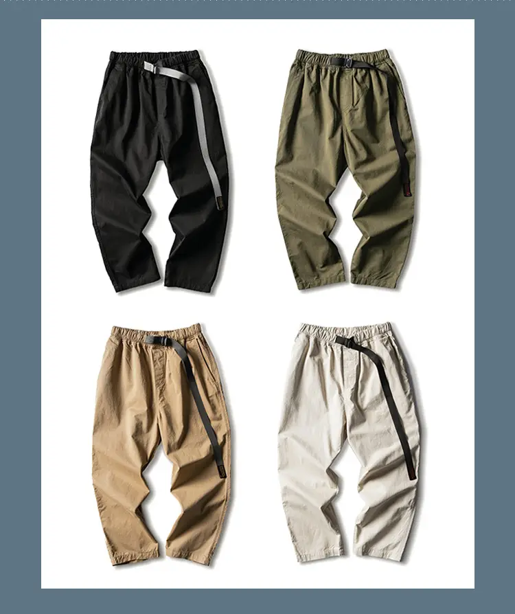 Men's Ankle-Length Casual Pants Olive Green Loose Straight — feature 25