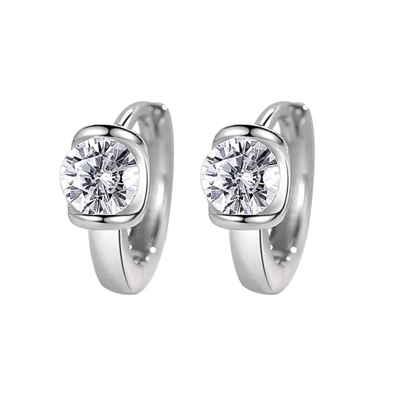 S925 Sterling Silver Crystal Earrings Geometric Round - Image 5