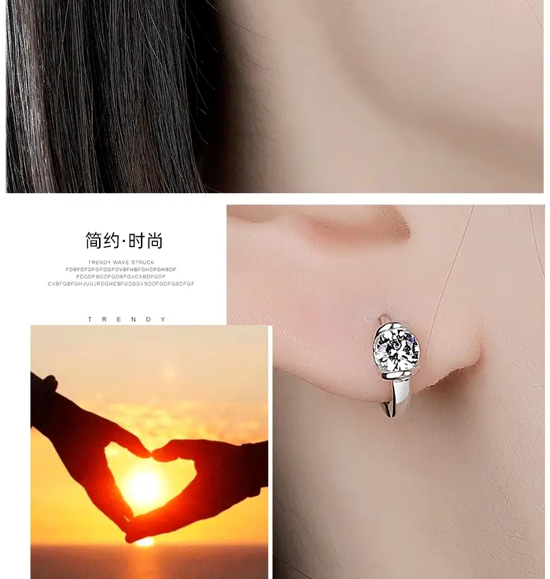 S925 Sterling Silver Crystal Earrings Geometric Round — feature 25