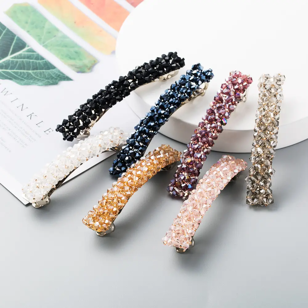 Korean-style Crystal Beaded Hair Clip for Women
