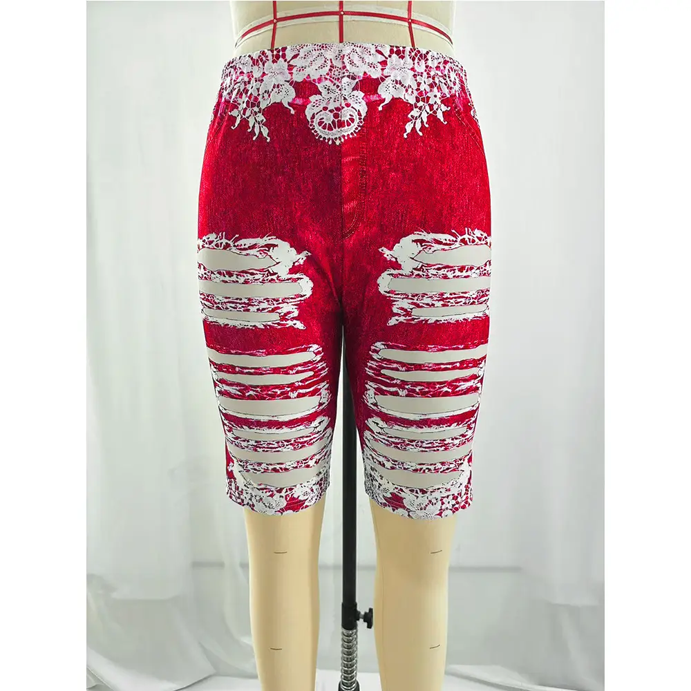 Women's Maroon Embroidered Leggings Large - Image 23