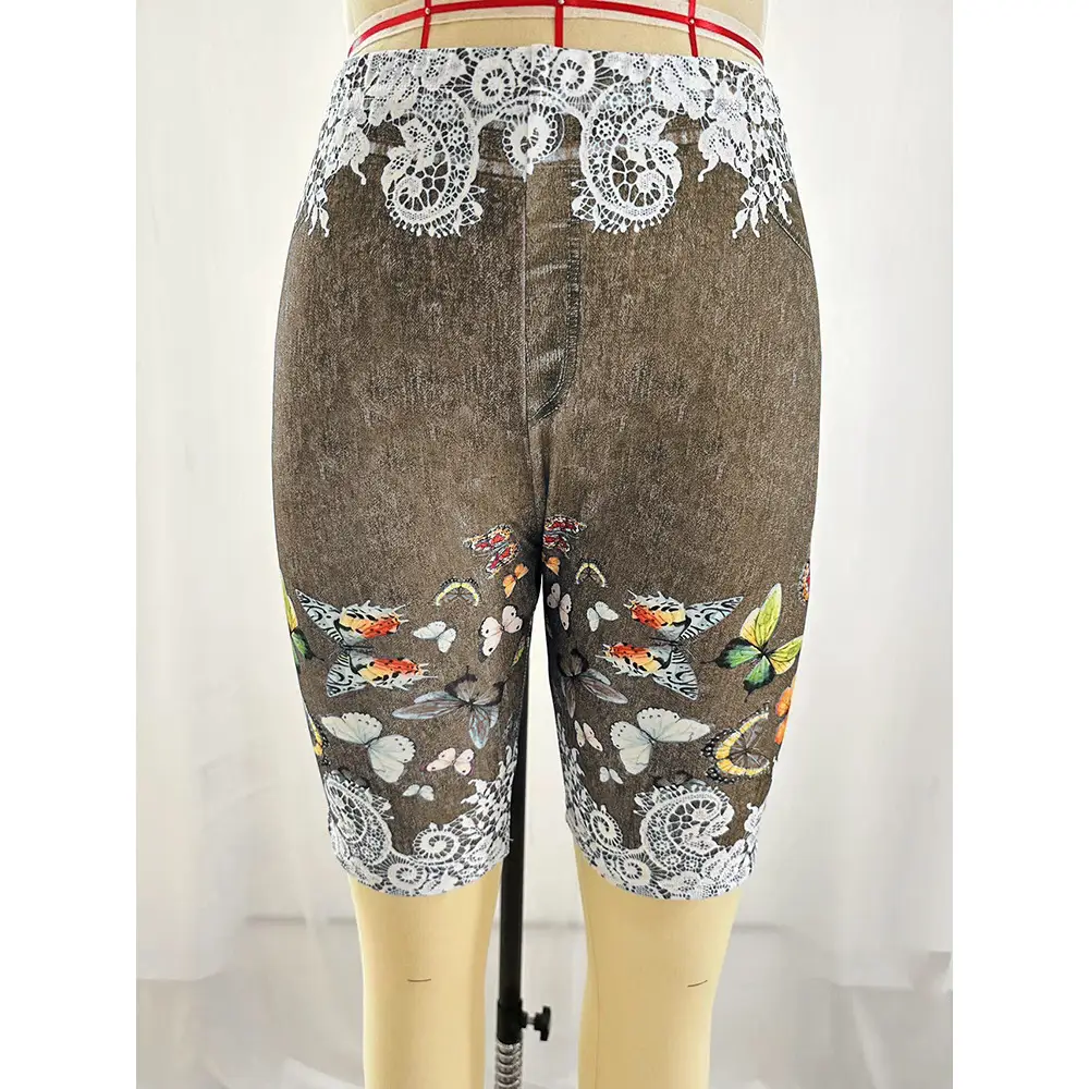 Women's Maroon Embroidered Leggings Large - Image 16