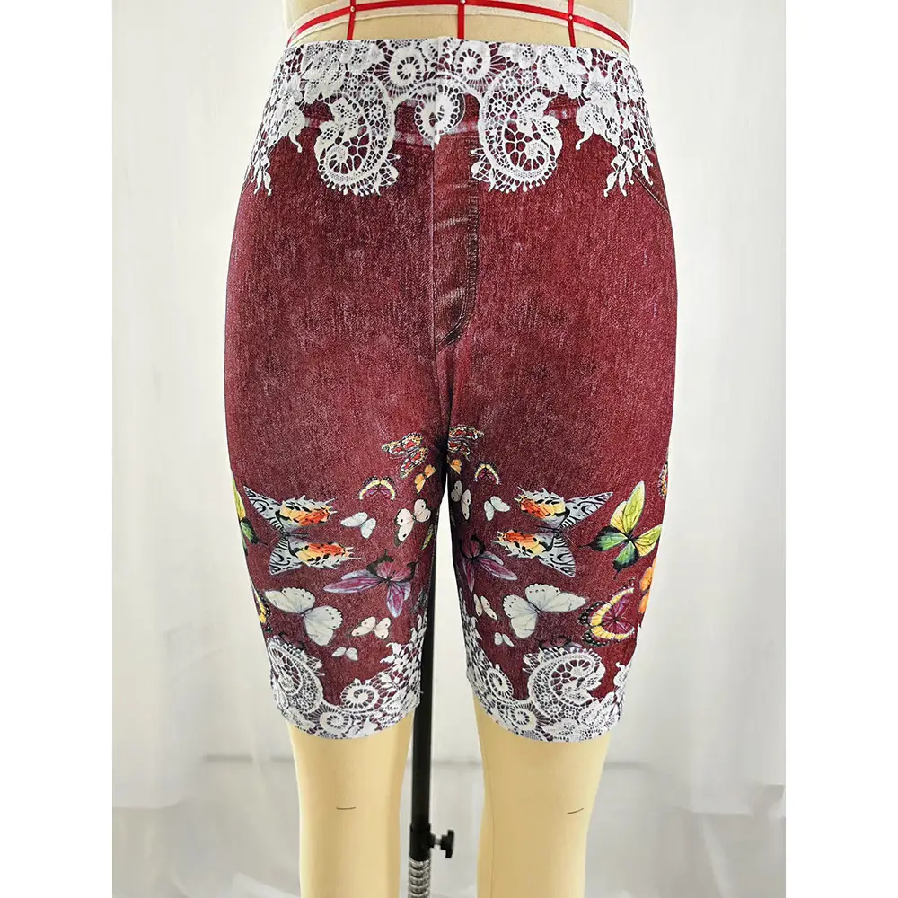 Women's Maroon Embroidered Leggings Large - Image 17