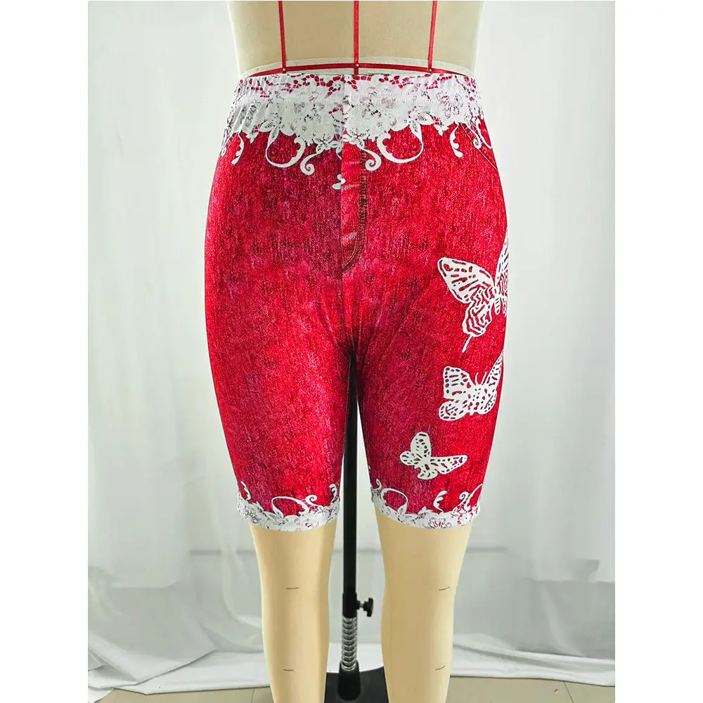 Women's Maroon Embroidered Leggings Large - Image 5