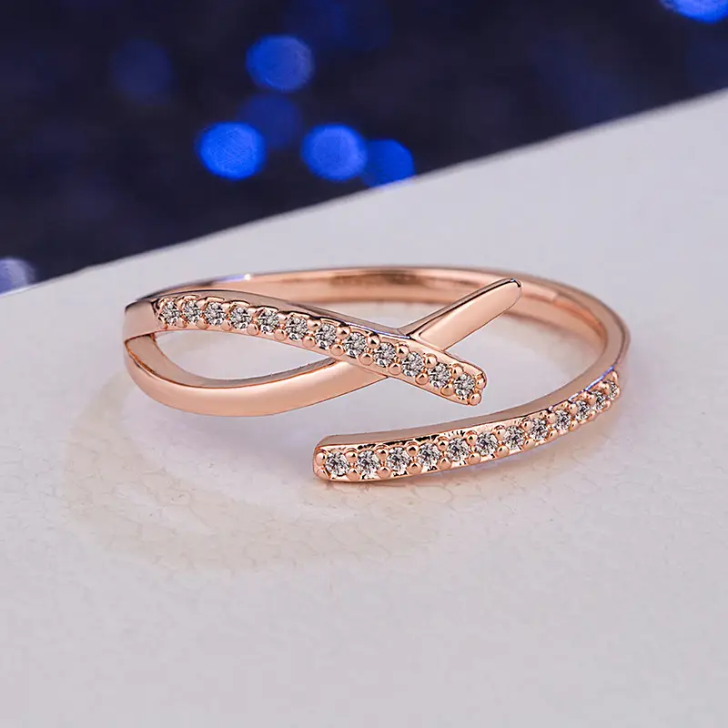 South Korea Personalized Cold Style Cross Ring Women's Zircon Opening Adjusting Luxury Ring