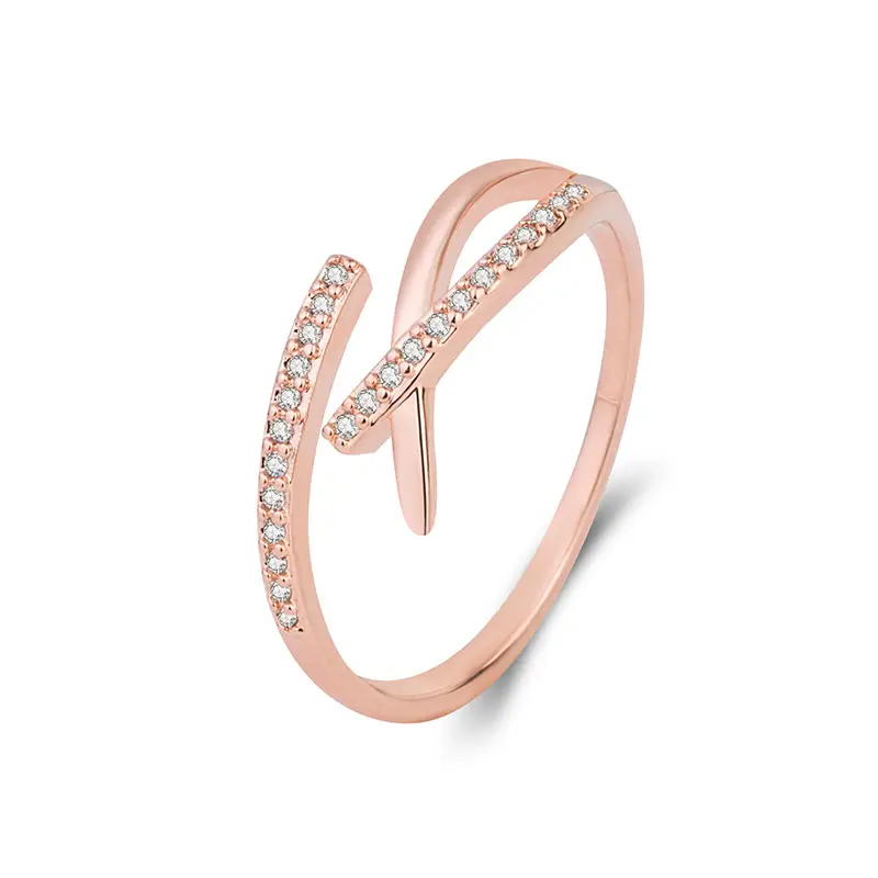 South Korea Personalized Cold Style Cross Ring Women's Zircon Opening Adjusting Luxury Ring