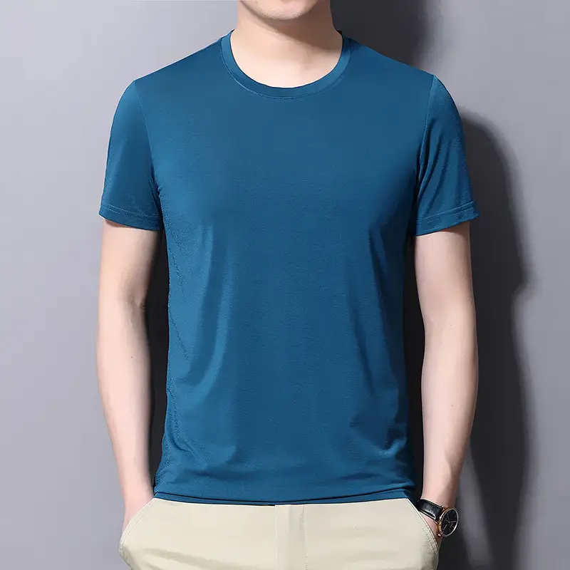 Men Slim Fit Maroon T-Shirt Round Neck Short Sleeve - Image 9