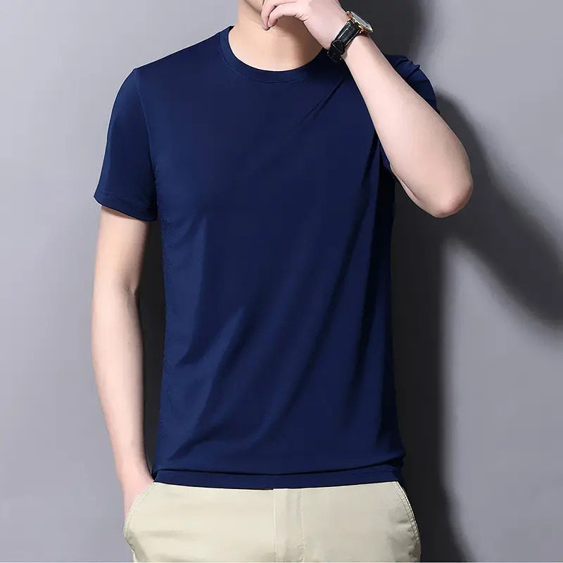 Men Slim Fit Maroon T-Shirt Round Neck Short Sleeve - Image 5
