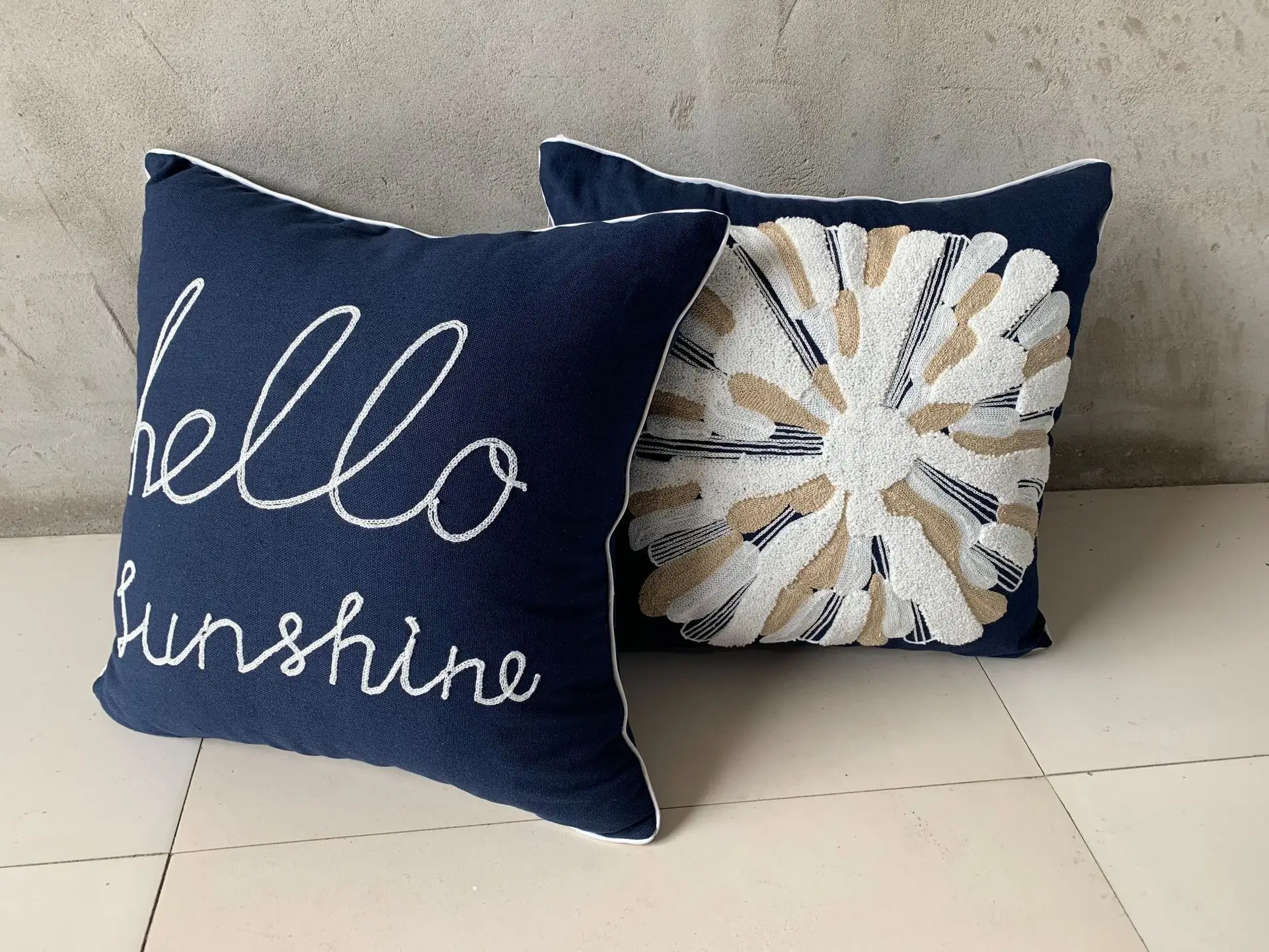 Scandinavian Letter Embroidered Pillow Set Yellow Blue β feature 19