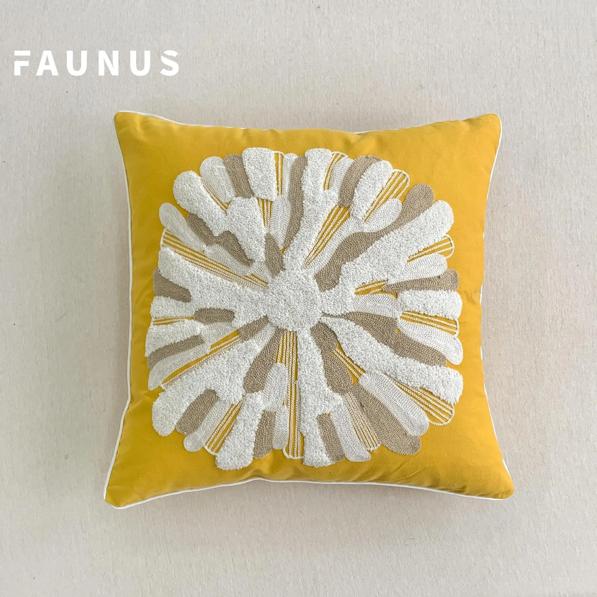 Scandinavian Letter Embroidered Pillow Set Yellow Blue