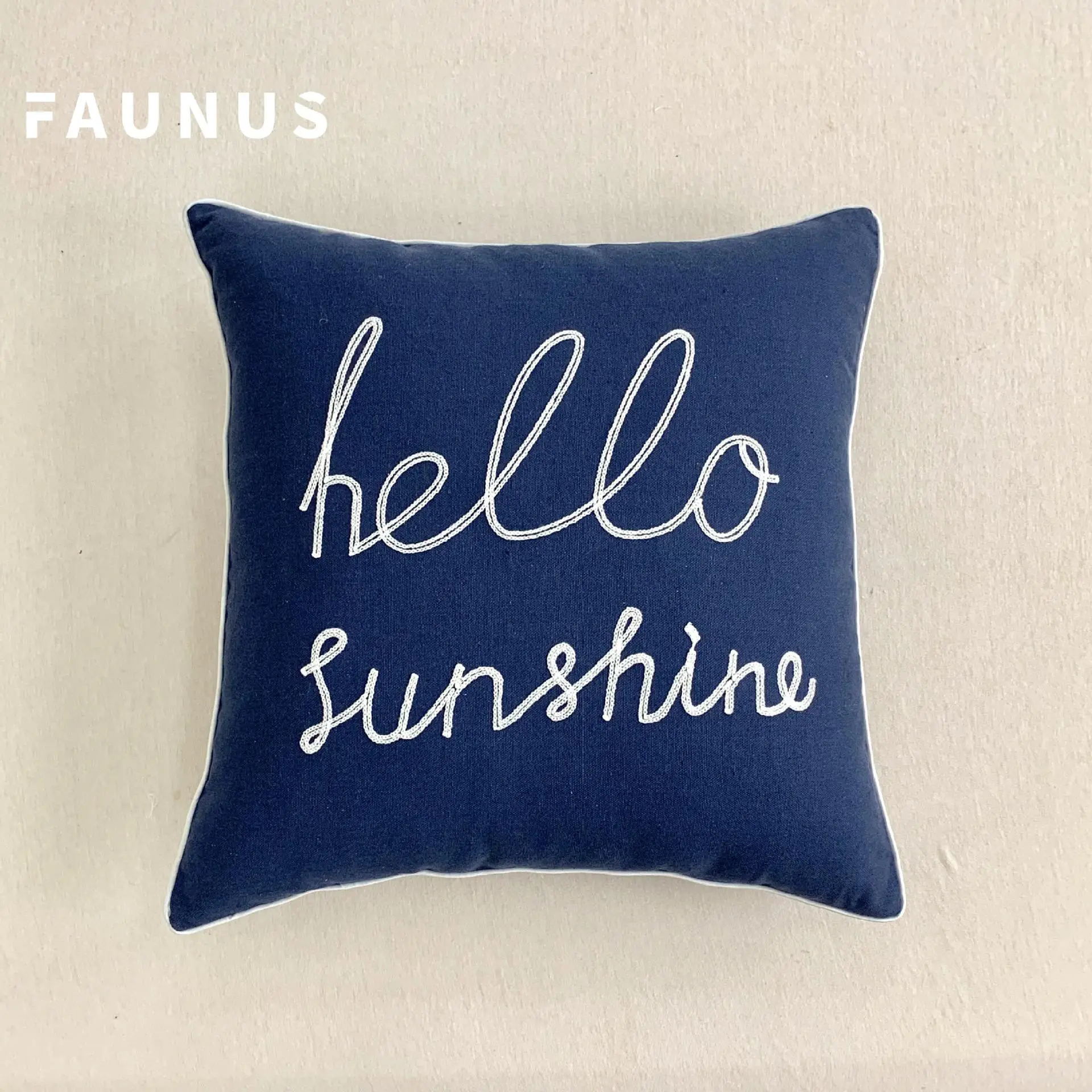 Scandinavian Letter Embroidered Pillow Set Yellow Blue - Image 4