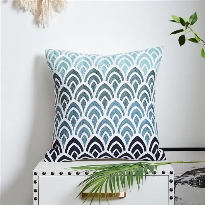 Scandinavian Letter Embroidered Pillow Set Yellow Blue - Image 8