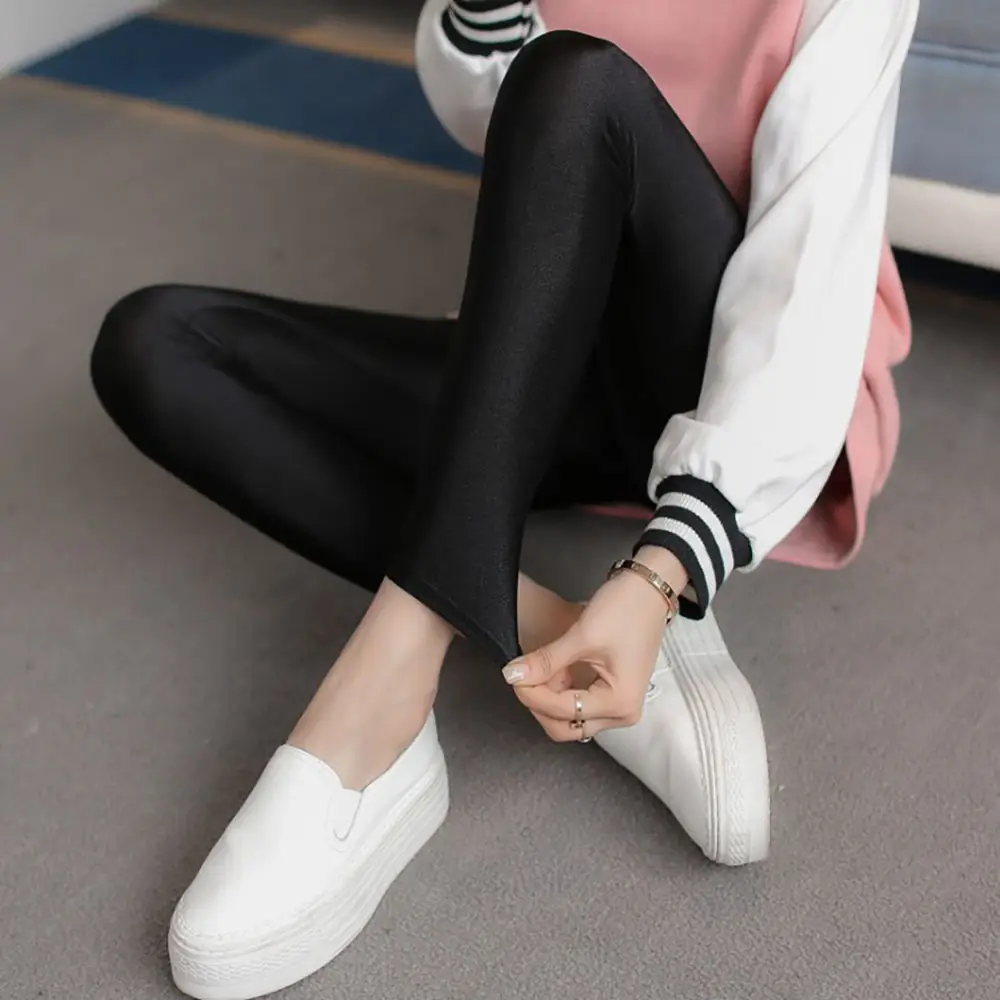 Women's High Waist Super Elastic Pants Large Size Gloss - Image 7