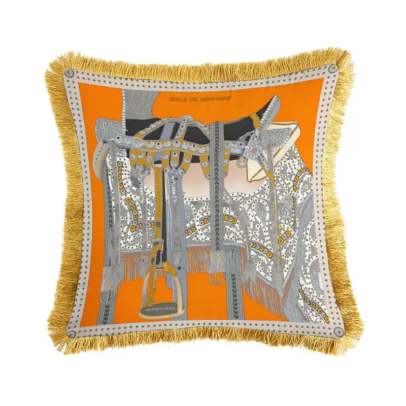 Lisi Velvet French Tassel Pillowcase 45cm Double Sided Printed - Image 2