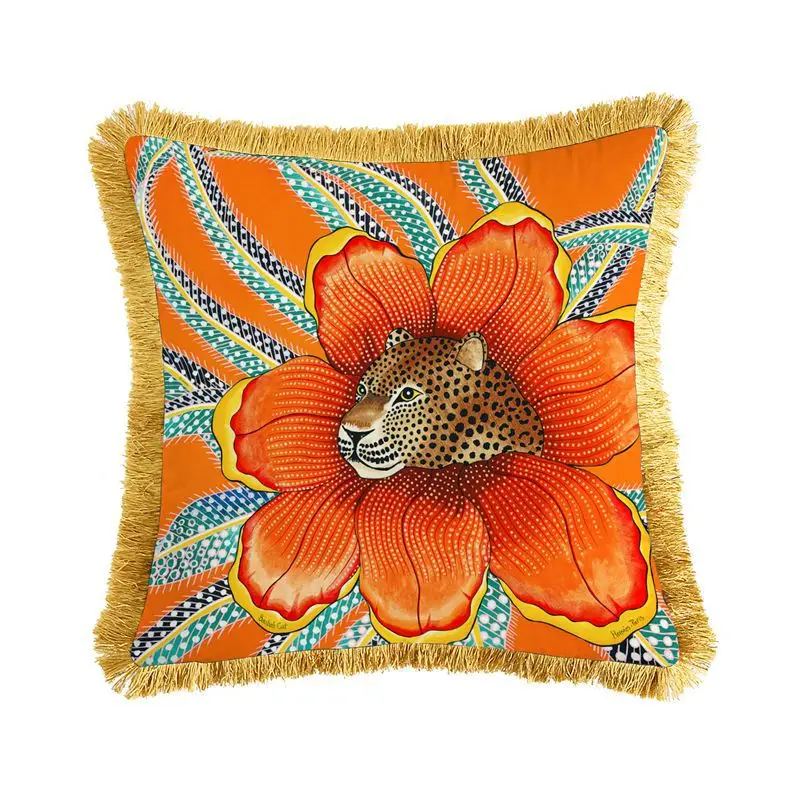 Lisi Velvet French Tassel Pillowcase 45cm Double Sided Printed - Image 3