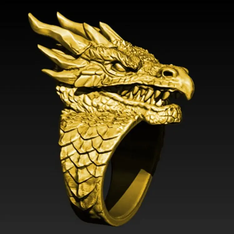 Golden Dragon Damaged Faucet Ring for Men - Image 4