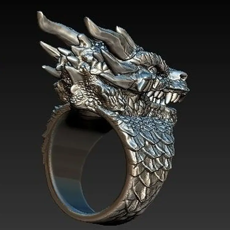 Golden Dragon Damaged Faucet Ring for Men - Image 5