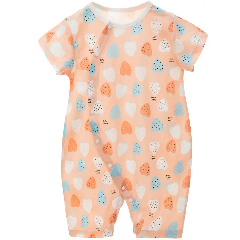 Baby Pajamas Orange Heart Print Cotton Summer Wear