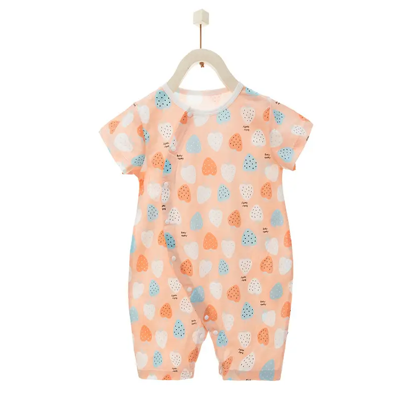 Baby Pajamas Orange Heart Print Cotton Summer Wear