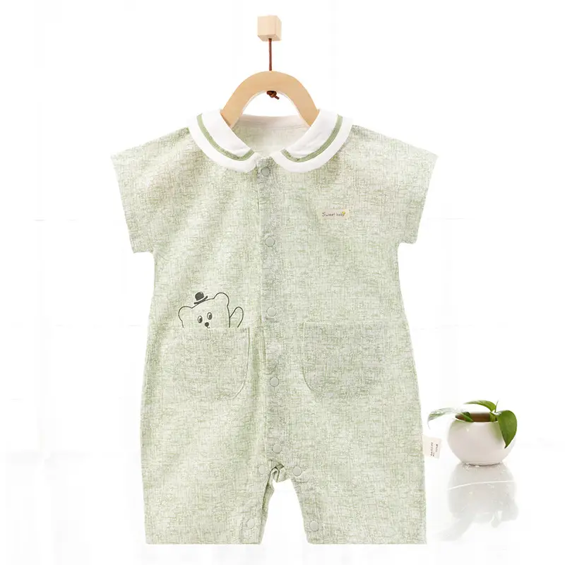 Baby Pajamas Orange Heart Print Cotton Summer Wear