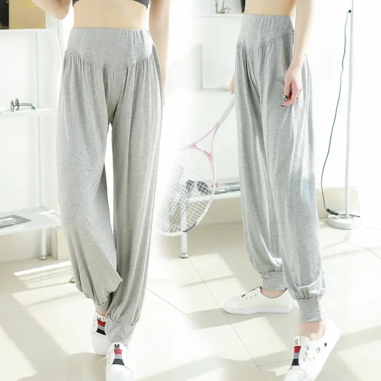 Women's Black Modal Yoga Pants Large High Waist Dance Pants - Image 5