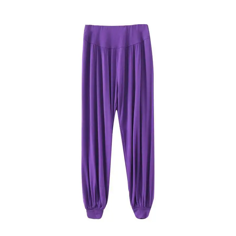 Women's Black Modal Yoga Pants Large High Waist Dance Pants - Image 9