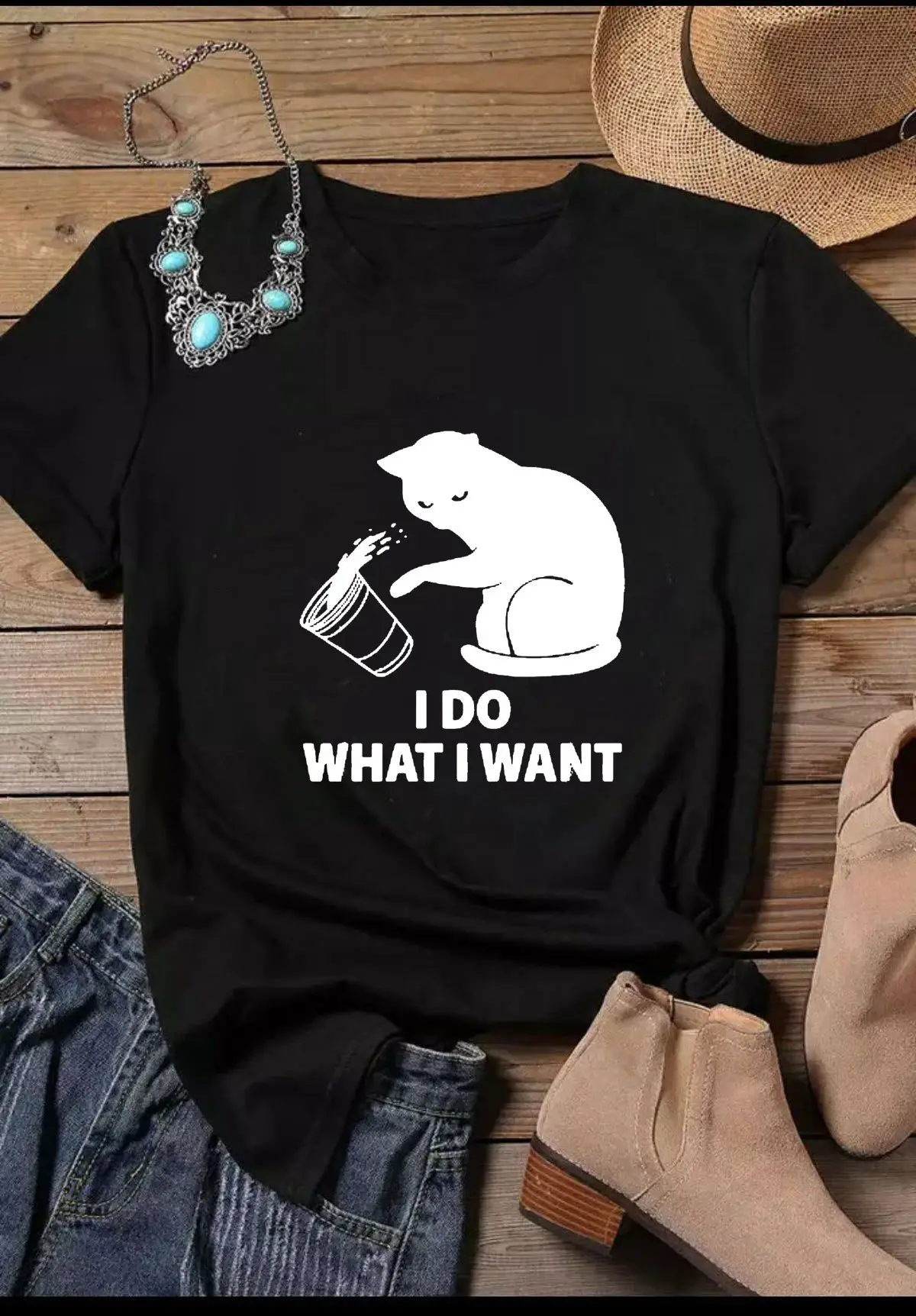 I DO WHAT I WANT Bear Graphic T-Shirt White