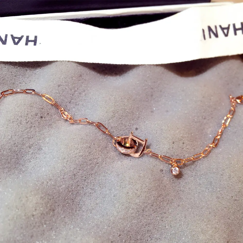 Roses Gold Heart Bracelet with Zirconium Letters - Image 5