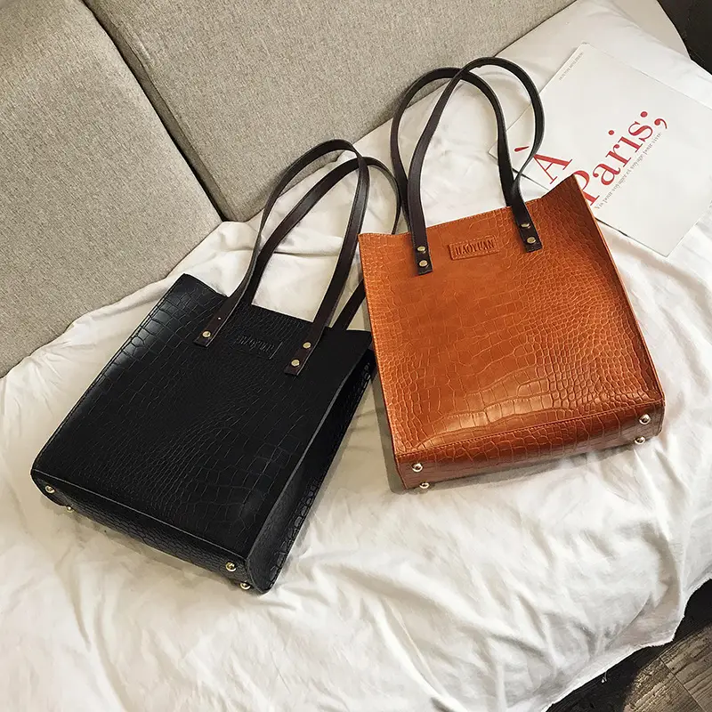 Women's White Croc Leather Shoulder Bag Large 2019 - Image 5